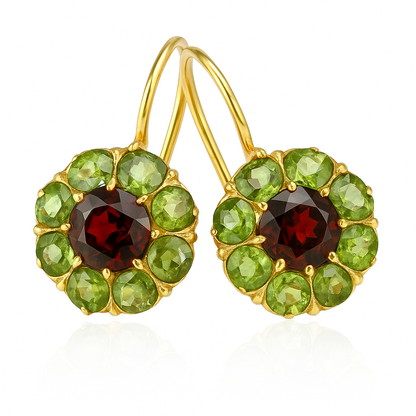 Vintage™ | Green and Red Crystal Drop Earrings