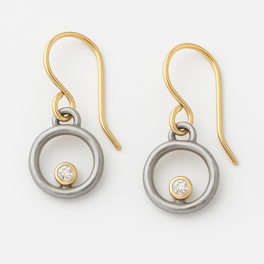 Leon™ | Vintage Gold Earrings with Silver Zirconia