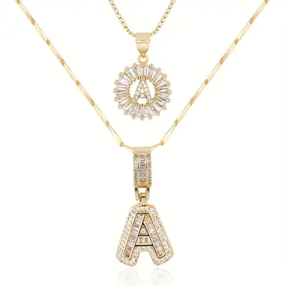 Initiale™ | Golden Moissanite Letter Necklace Set