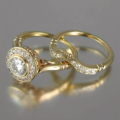 Bjorn™ | Vintage Gold and Zircon Ring Set