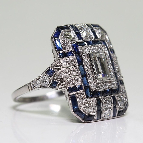 Mia™ | Vintage Blue Silver Ring for Women